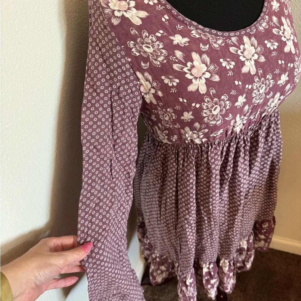 2 FOR $20 Tokyo Darling Boho Dress Purple Peasant Style Rayon Cottagecore XS - Picture 3 of 10